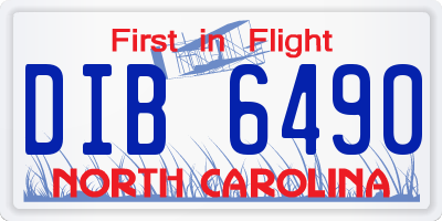 NC license plate DIB6490