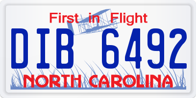 NC license plate DIB6492