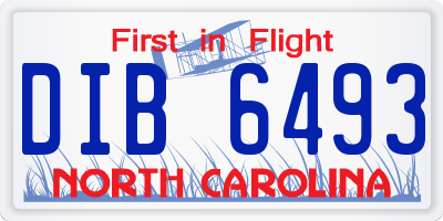 NC license plate DIB6493