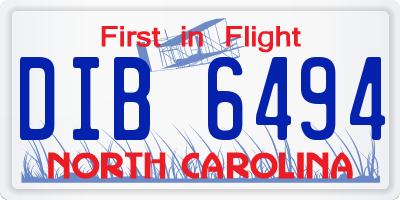 NC license plate DIB6494