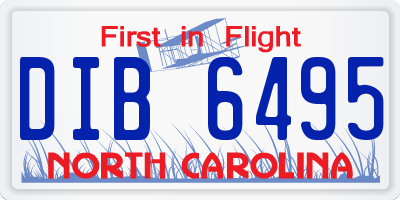NC license plate DIB6495