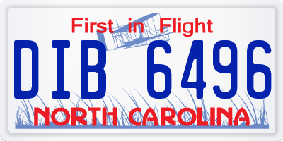 NC license plate DIB6496