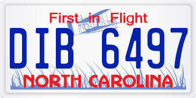 NC license plate DIB6497