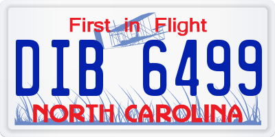 NC license plate DIB6499