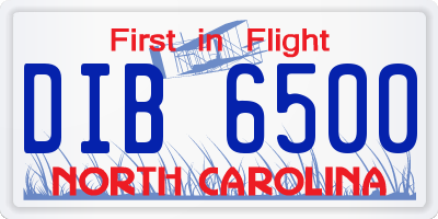 NC license plate DIB6500