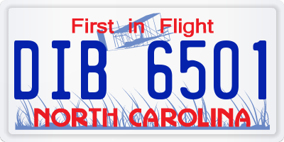 NC license plate DIB6501