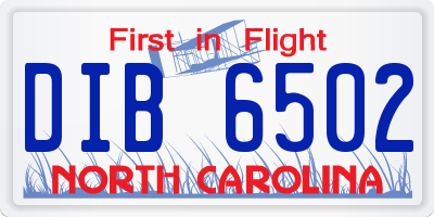 NC license plate DIB6502