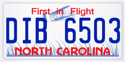 NC license plate DIB6503