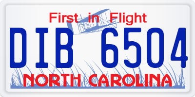 NC license plate DIB6504