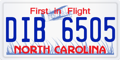 NC license plate DIB6505