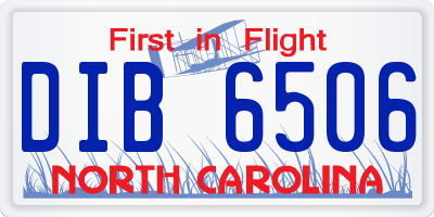 NC license plate DIB6506
