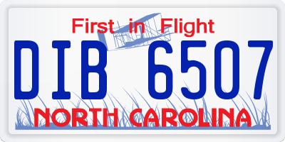NC license plate DIB6507