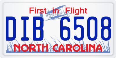 NC license plate DIB6508