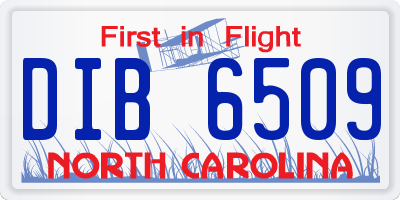 NC license plate DIB6509