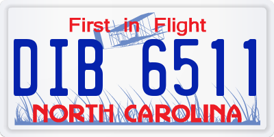 NC license plate DIB6511