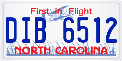 NC license plate DIB6512