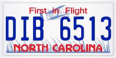NC license plate DIB6513