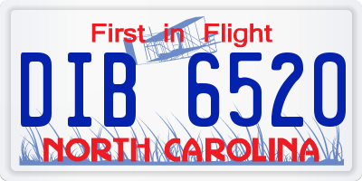 NC license plate DIB6520