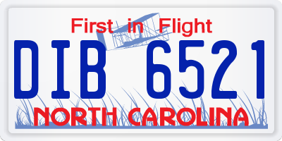 NC license plate DIB6521