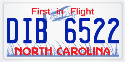 NC license plate DIB6522