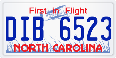 NC license plate DIB6523