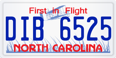 NC license plate DIB6525