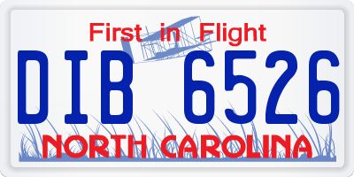 NC license plate DIB6526