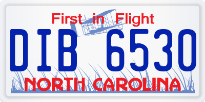 NC license plate DIB6530