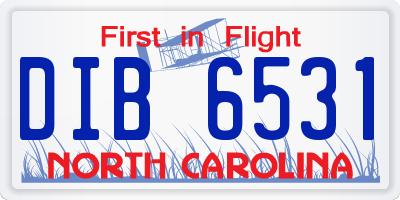 NC license plate DIB6531