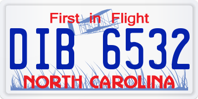NC license plate DIB6532