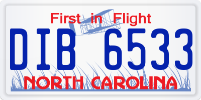 NC license plate DIB6533