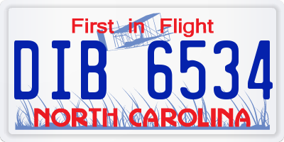 NC license plate DIB6534