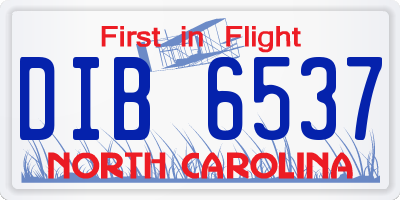 NC license plate DIB6537