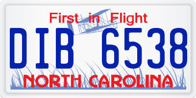 NC license plate DIB6538