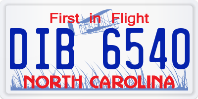 NC license plate DIB6540