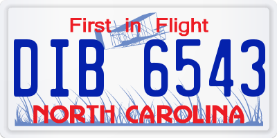 NC license plate DIB6543