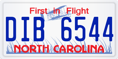 NC license plate DIB6544