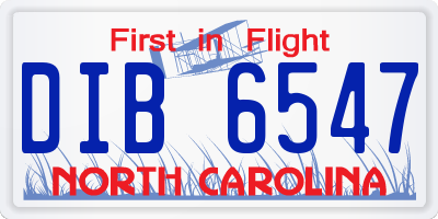 NC license plate DIB6547