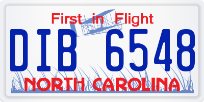 NC license plate DIB6548