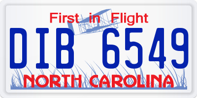 NC license plate DIB6549