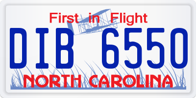 NC license plate DIB6550