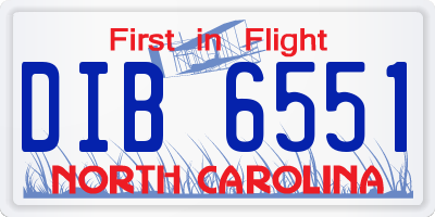 NC license plate DIB6551