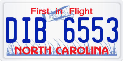 NC license plate DIB6553