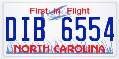 NC license plate DIB6554