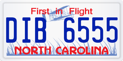 NC license plate DIB6555