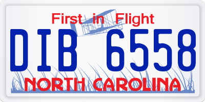NC license plate DIB6558
