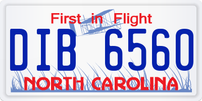 NC license plate DIB6560