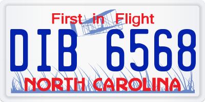 NC license plate DIB6568