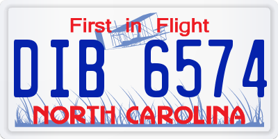 NC license plate DIB6574