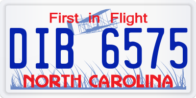NC license plate DIB6575